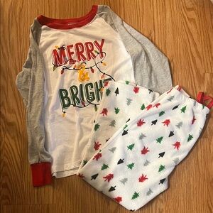 Festive Kids Pajama Set - Red, Gray, White